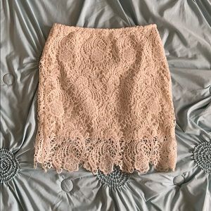 Cream Lace Pencil Skirt